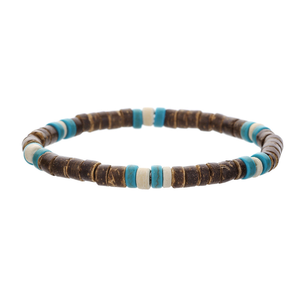 Simple Turquoise Wood Bead Bracelet