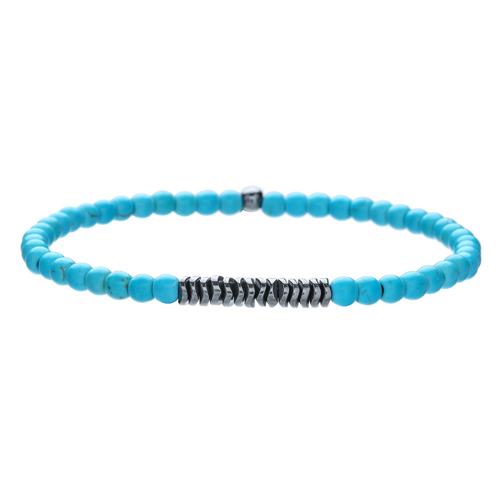 Simple Turquoise Wood Bead Bracelet