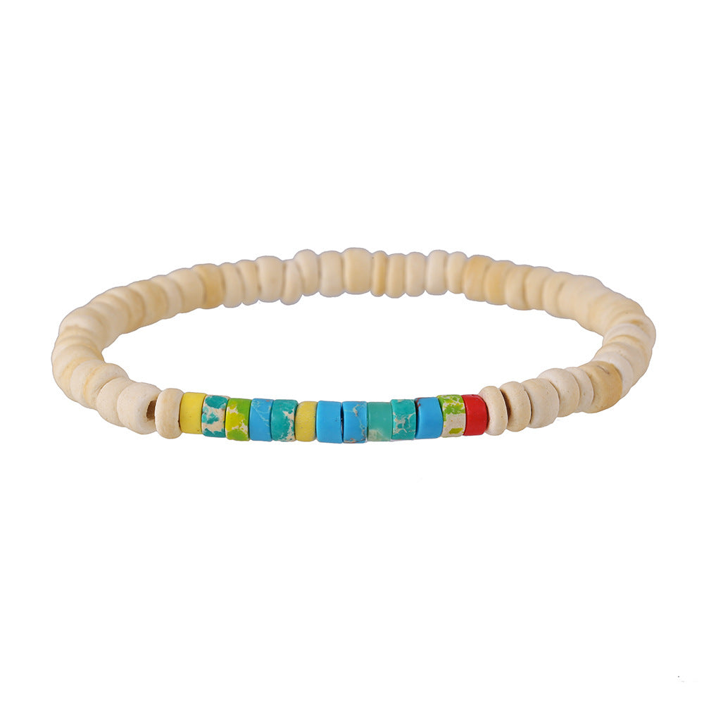 Simple Turquoise Wood Bead Bracelet