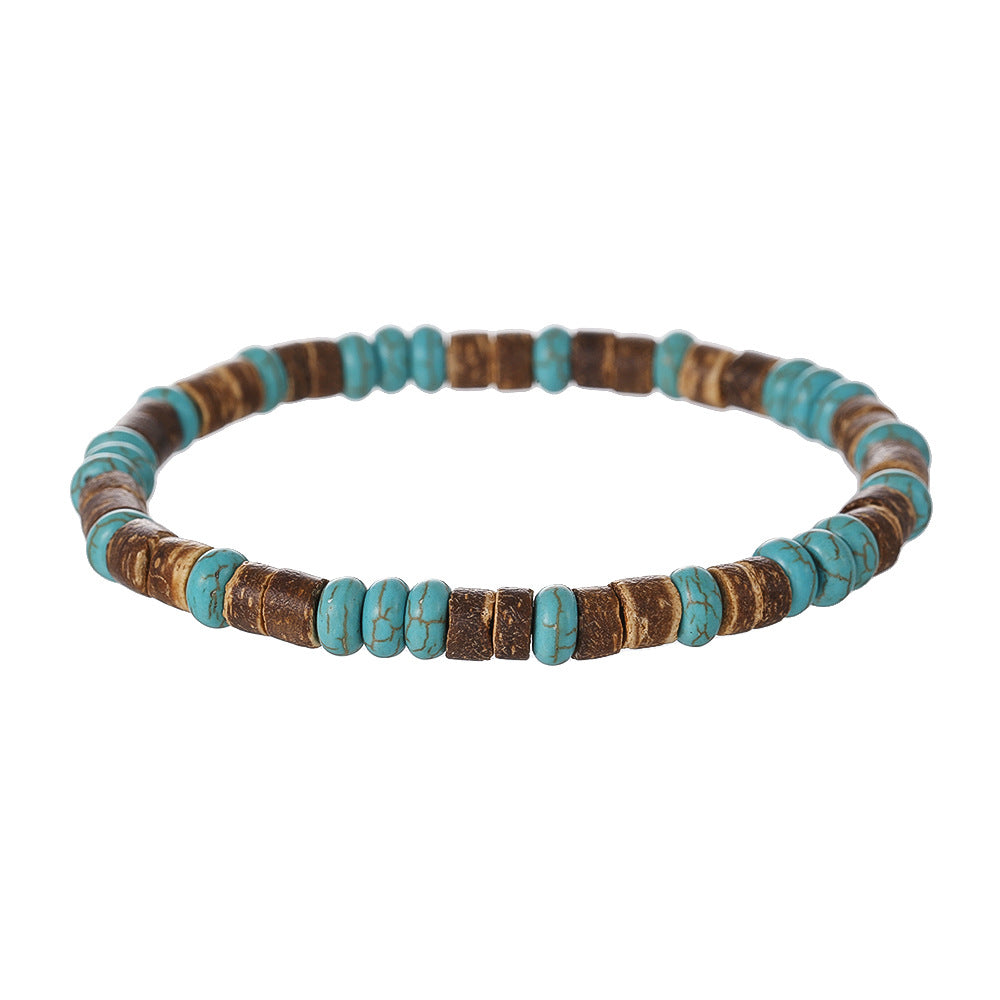 Simple Turquoise Wood Bead Bracelet