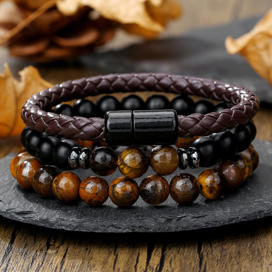 Obsidian Cross Bracelet
